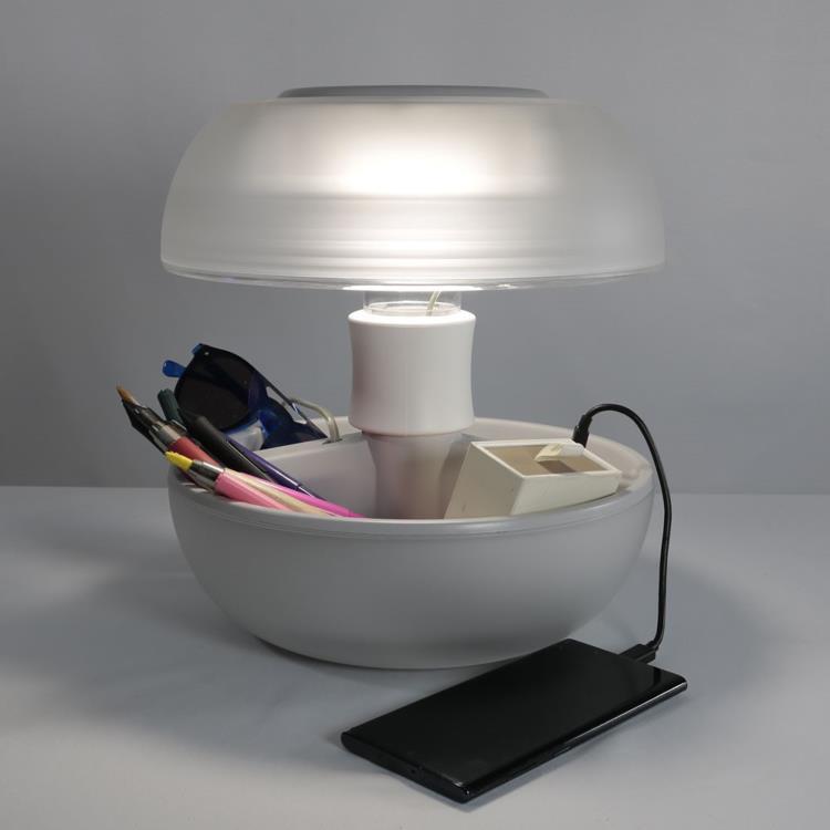 Lampa z portem USB Multifunkcyjna Przeświecająca Wys.27cm JOYO Bialy