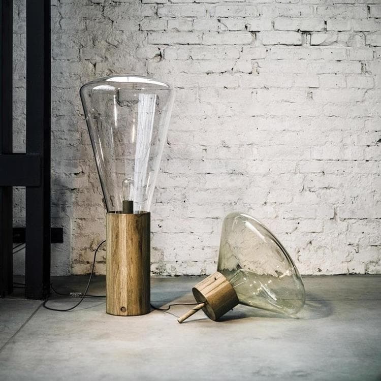 Lampa stojąca LED Dąb/Szkło Wys.26cm MINI MUFFINS Przezroczysty