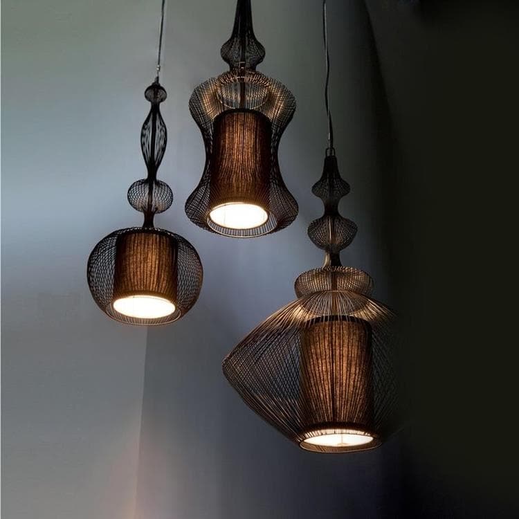 Lampa wisząca Metal Druciana & Tkanina Wys.60cm IMPERATRICE Czarny